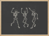 Three Dancing Skeletons Halloween Wall Art Print – Gothic Vintage Halloween Poster