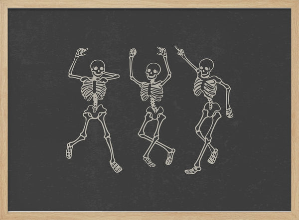 Three Dancing Skeletons Halloween Wall Art Print – Gothic Vintage Halloween Poster