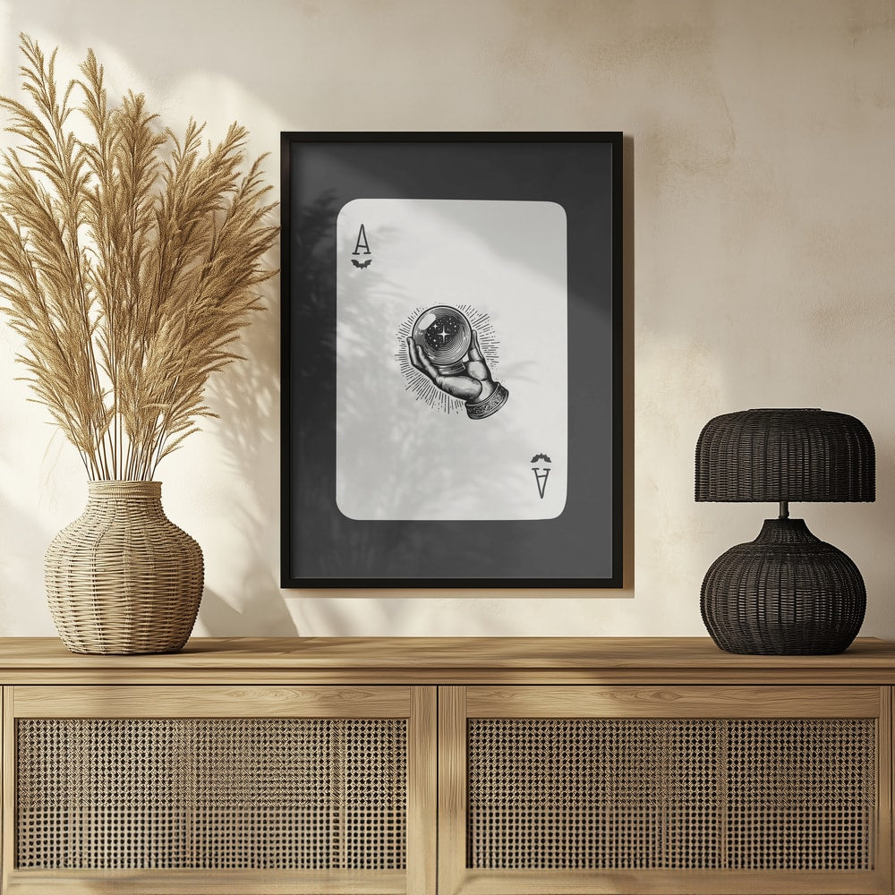 Mystical Crystal Ball Ace Halloween Wall Art Print – Gothic Occult Halloween Poster