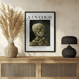 Head of a skeleton with a burning cigarette – Van Gogh Halloween Wall Art Print – Fine Art Halloween Poster