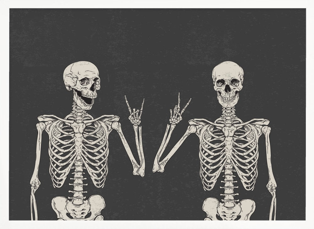 Skeletons Rock Peace Signs Halloween Wall Art Print – Funny Halloween Poster