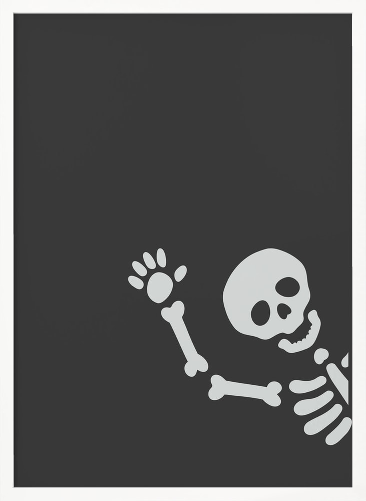 Waving Halloween Skeleton Halloween Wall Art Print – Cute Kawaii Halloween Poster