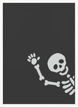 Waving Halloween Skeleton Halloween Wall Art Print – Cute Kawaii Halloween Poster