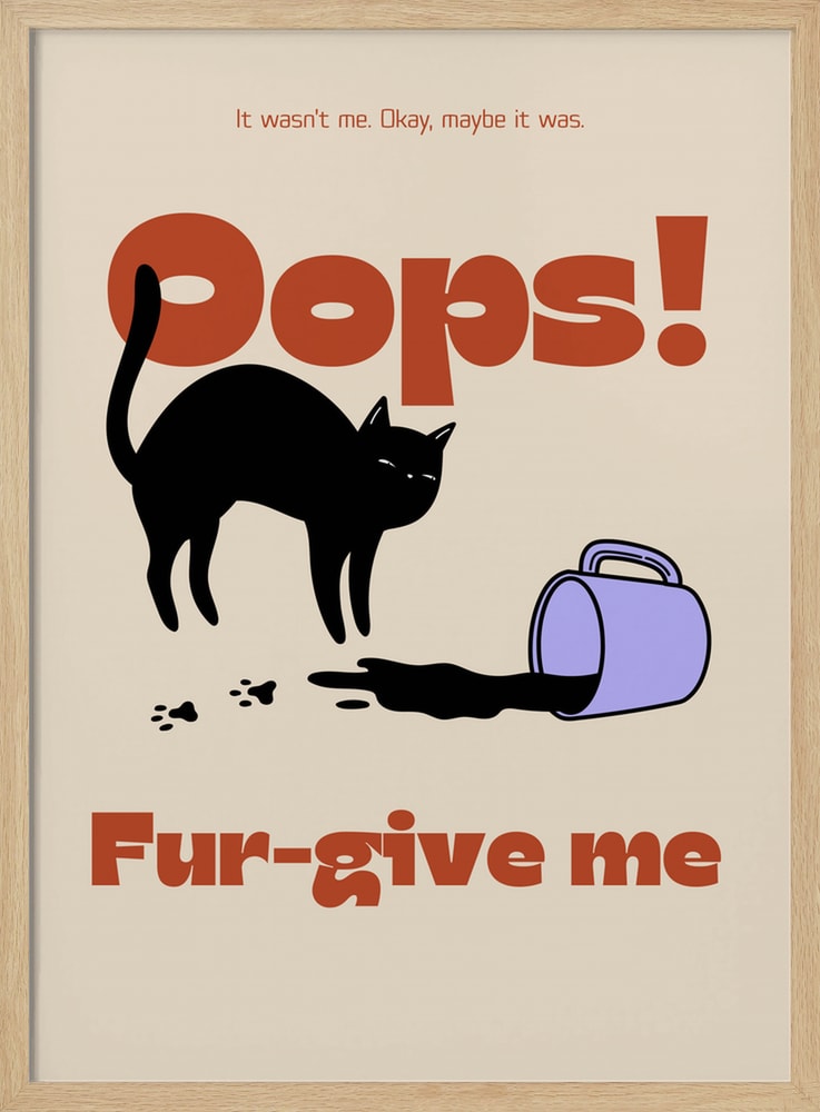 Oops Coffee Cat Halloween Wall Art Print – Funny Halloween Poster