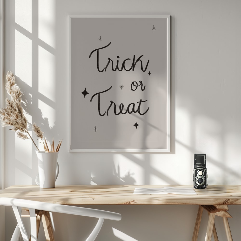 Halloween Trick Treat Script Halloween Wall Art Print – Spooky Halloween Poster