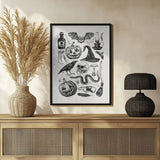 Spooky Halloween Illustration Halloween Wall Art Print – Gothic Occult Halloween Poster