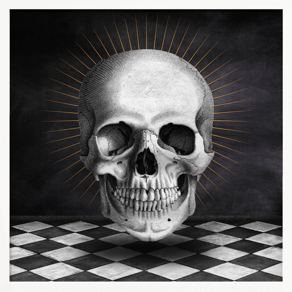 Vintage Skull Golden Halo Halloween Wall Art Print – Gothic Occult Halloween Poster