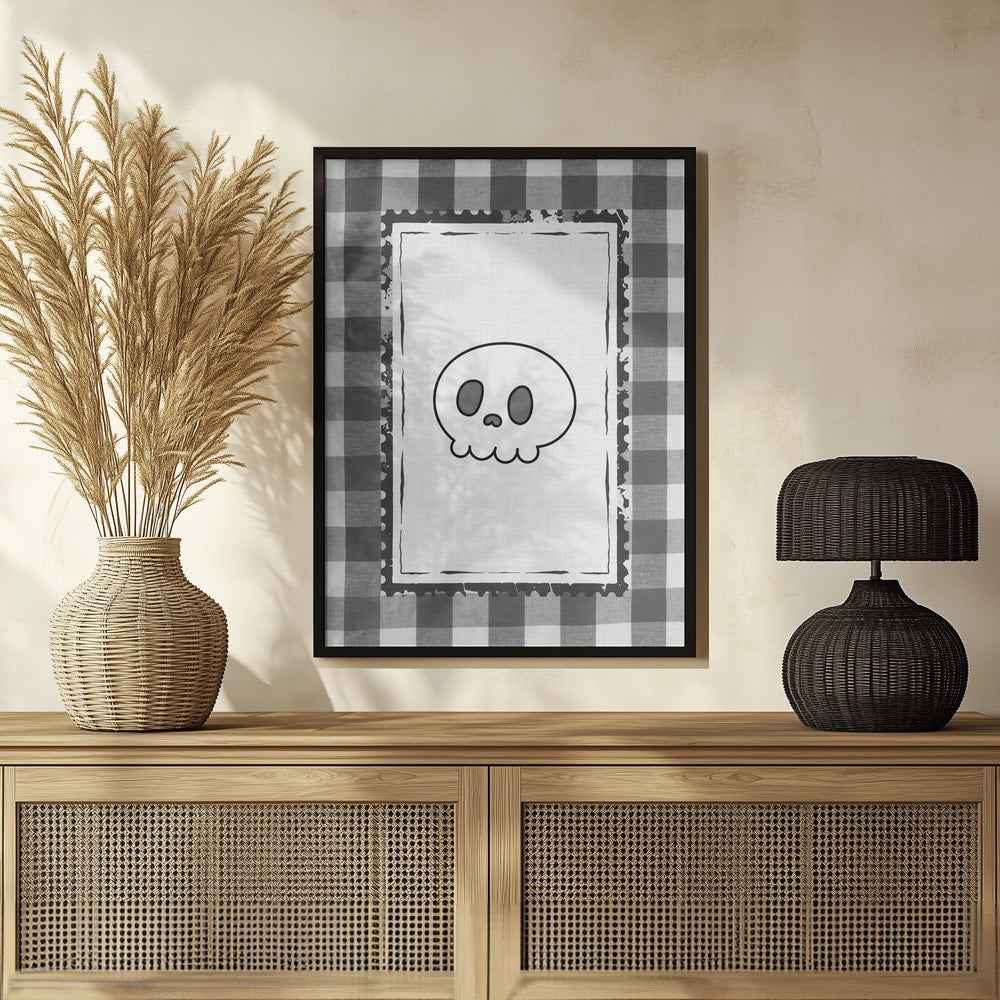 Cute Halloween Skull Halloween Wall Art Print – Cute Kawaii Halloween Poster