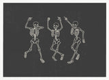 Three Dancing Skeletons Halloween Wall Art Print – Gothic Vintage Halloween Poster