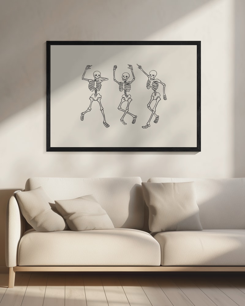 Dancing Skeletons Party Halloween Wall Art Print – Funny Halloween Poster