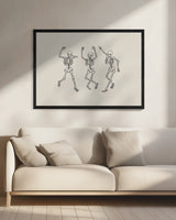 Dancing Skeletons Party Halloween Wall Art Print – Funny Halloween Poster