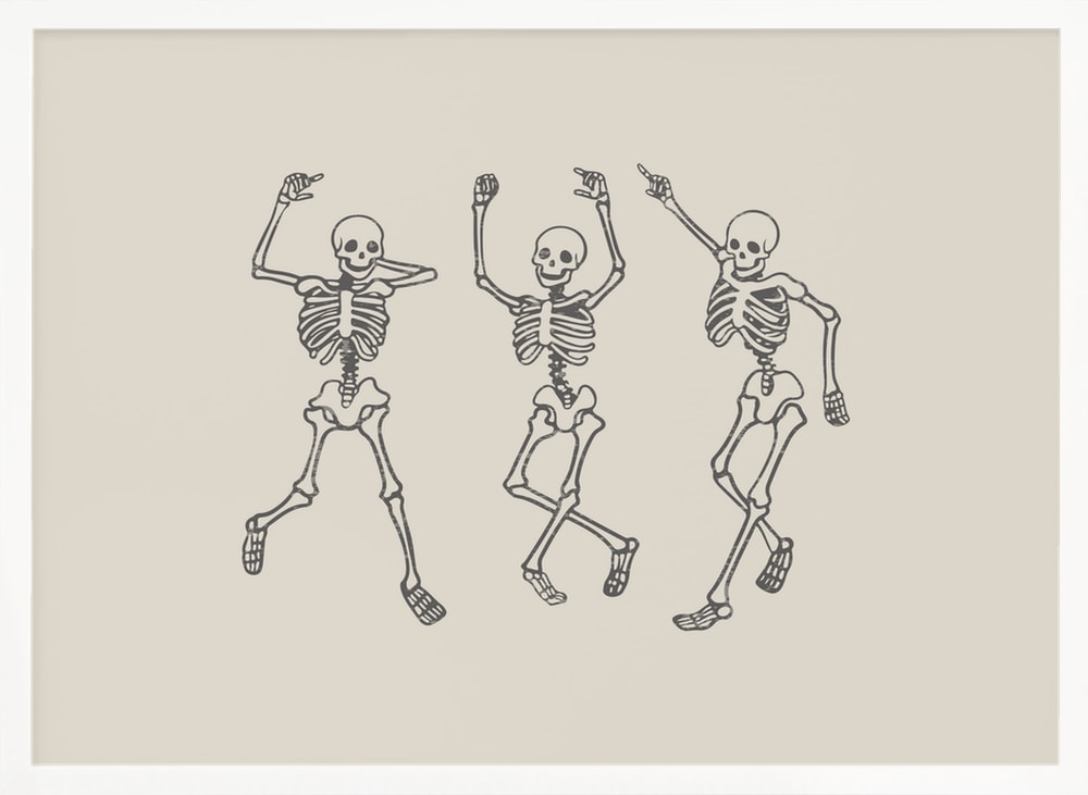 Dancing Skeletons Party Halloween Wall Art Print – Funny Halloween Poster