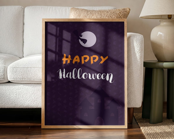 Happy Halloween Night Halloween Wall Art Print – Gothic Vintage Halloween Poster
