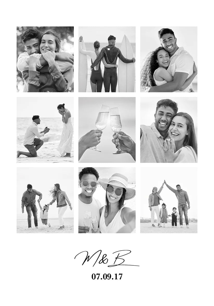 Personalized Couple Photo Collage Poster Art Print UK — Japanese Vibrant Wall Art — Living Room — Wall It All Prints