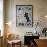 Wash Your Little Paws Art Print UK — Animal Dark Wall Art — Bathroom — Wall It All Prints