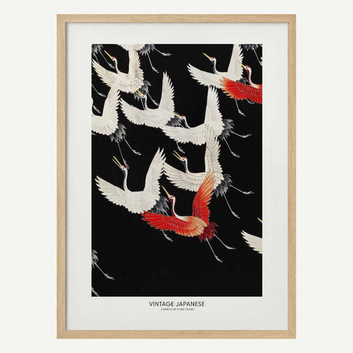 A Myriad of Flying Cranes Art Print UK — Japanese Vibrant Wall Art — Living Room — Wall It All Prints