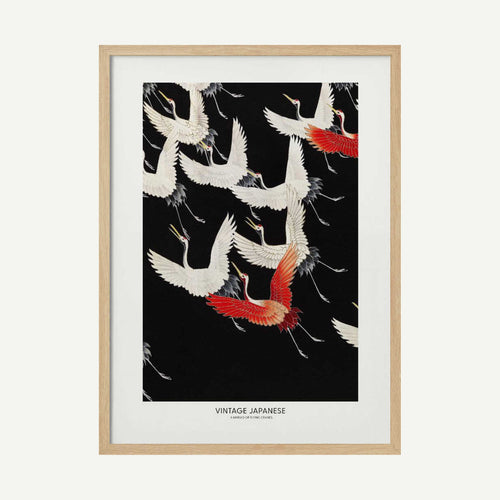 A Myriad of Flying Cranes Art Print UK — Japanese Vibrant Wall Art — Living Room — Wall It All Prints