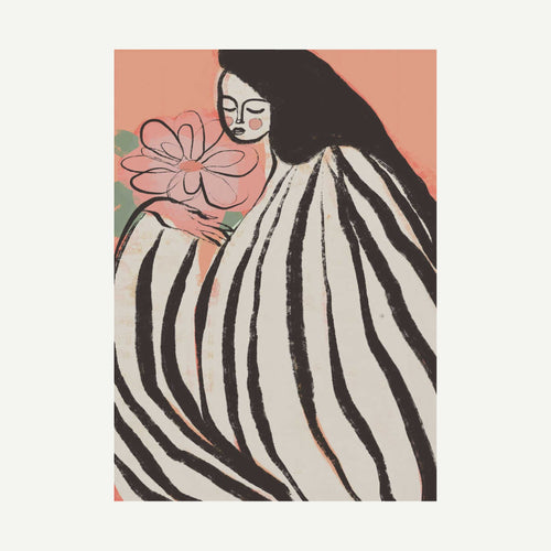 A Silent Moment (Peach) Art Print UK — Botanical Fresh Wall Art — Living Room — Wall It All Prints