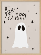 Hey Boo Ghost Halloween Wall Art Print – Cute Kawaii Halloween Poster