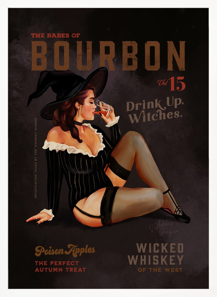 Babes of Bourbon October Halloween Witch Halloween Wall Art Print – Gothic Skull Halloween Poster