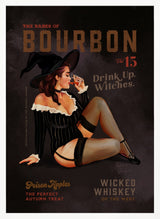 Babes of Bourbon October Halloween Witch Halloween Wall Art Print – Gothic Skull Halloween Poster