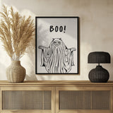 Cute Ghost Cat Halloween Wall Art Print – Cute Kawaii Halloween Poster