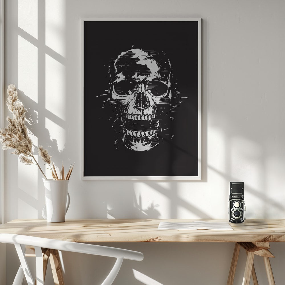 Distressed Grunge Skull Halloween Wall Art Print – Minimal Halloween Poster