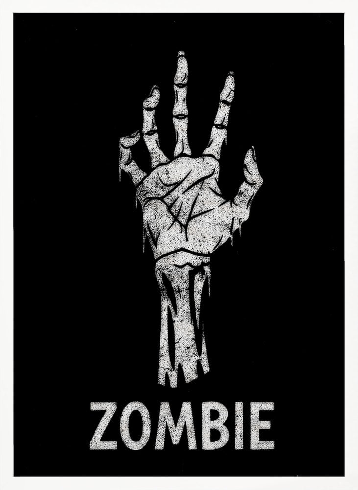 Zombie Reaching Hand Halloween Wall Art Print – Spooky Halloween Poster