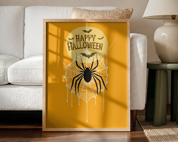 Happy Halloween Spiderweb Halloween Wall Art Print – Spooky Halloween Poster