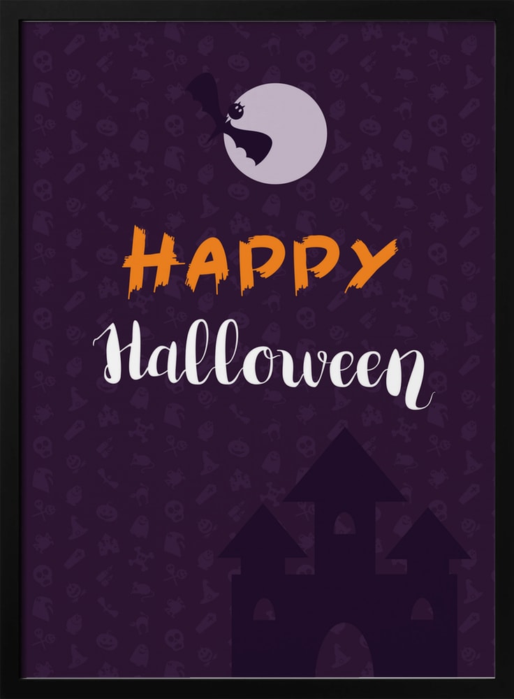 Happy Halloween Night Halloween Wall Art Print – Gothic Vintage Halloween Poster