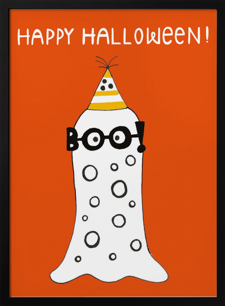 Halloween Boo Ghost Halloween Wall Art Print – Cute Kawaii Halloween Poster