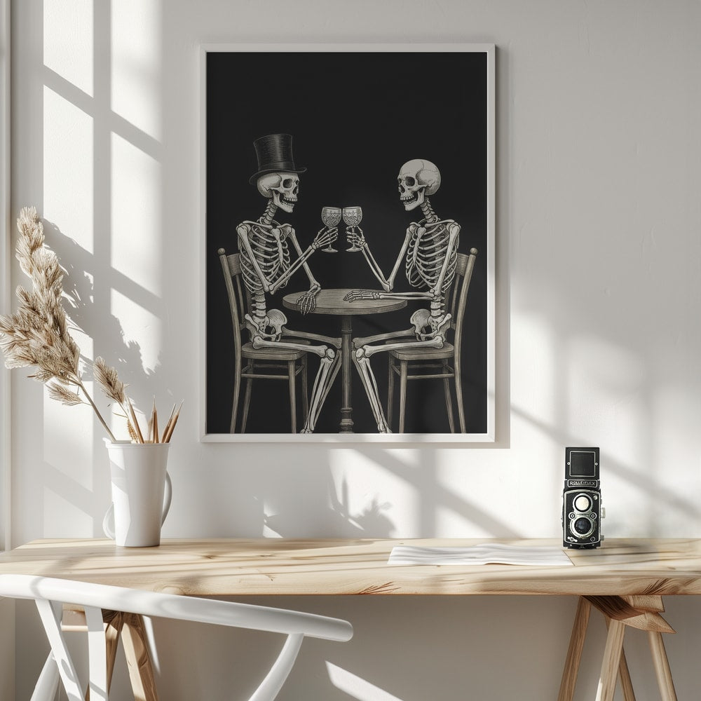 Skeletons Eternal Toast Halloween Wall Art Print – Gothic Skull Halloween Poster