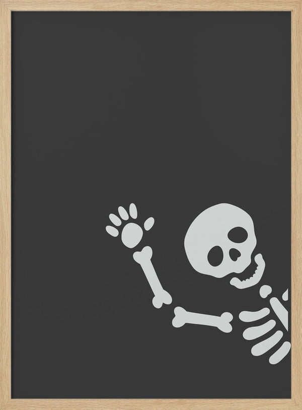 Waving Halloween Skeleton Halloween Wall Art Print – Cute Kawaii Halloween Poster