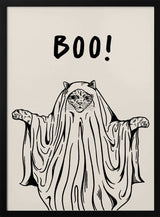 Cute Ghost Cat Halloween Wall Art Print – Cute Kawaii Halloween Poster
