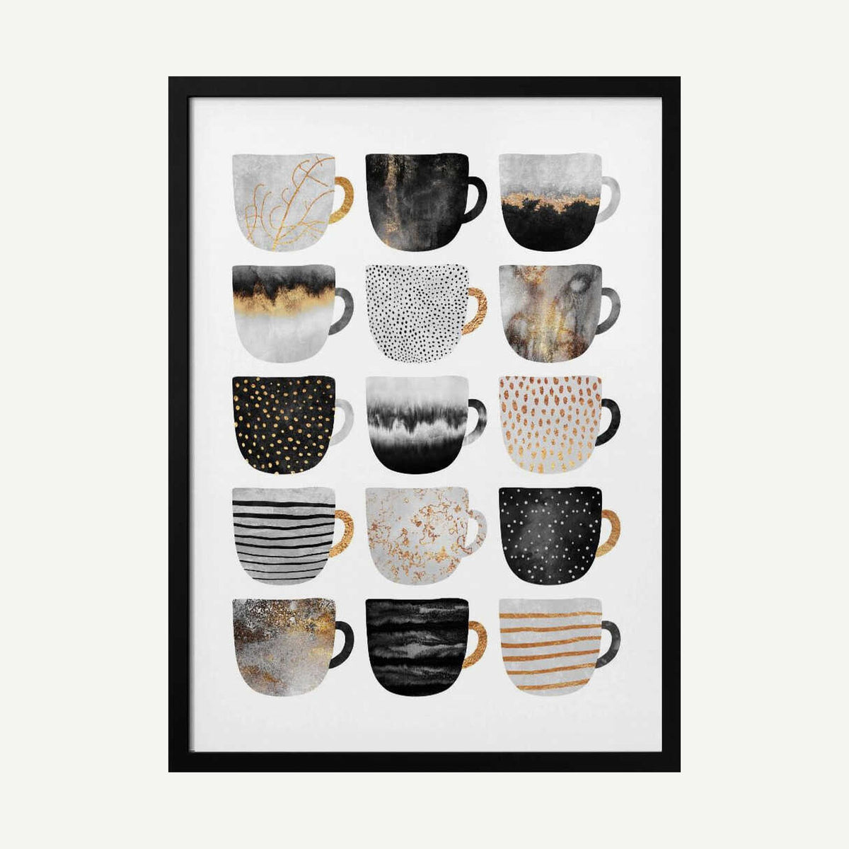 Abstract Mug Collection Art Print UK — Abstract Dark Wall Art — Kitchen — Wall It All Prints