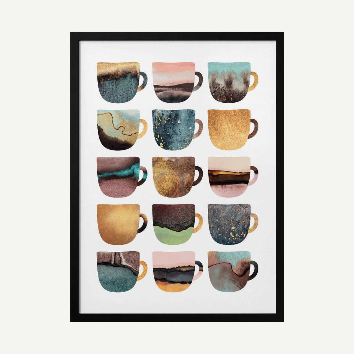 Abstract Patterned Cups Art Print UK — Abstract Minimal Wall Art — Kitchen — Wall It All Prints