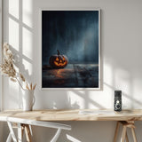 Glowing Jack-O-Lantern Halloween Wall Art Print – Spooky Halloween Poster
