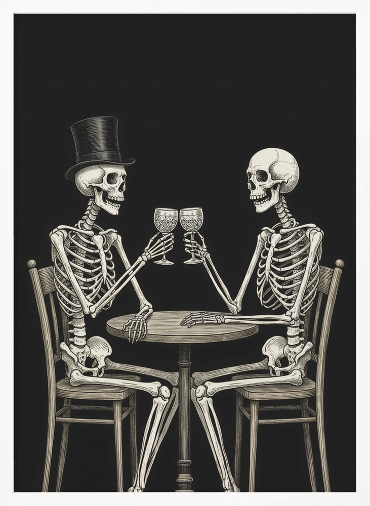 Skeletons Eternal Toast Halloween Wall Art Print – Gothic Skull Halloween Poster