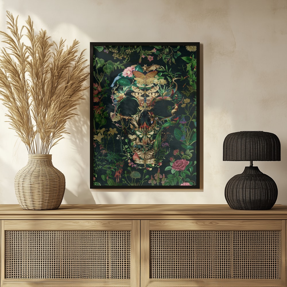 Dark Nature Skull Halloween Wall Art Print – Gothic Skull Halloween Poster