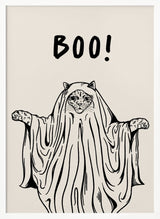 Cute Ghost Cat Halloween Wall Art Print – Cute Kawaii Halloween Poster