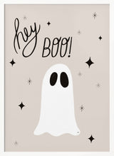 Hey Boo Ghost Halloween Wall Art Print – Cute Kawaii Halloween Poster