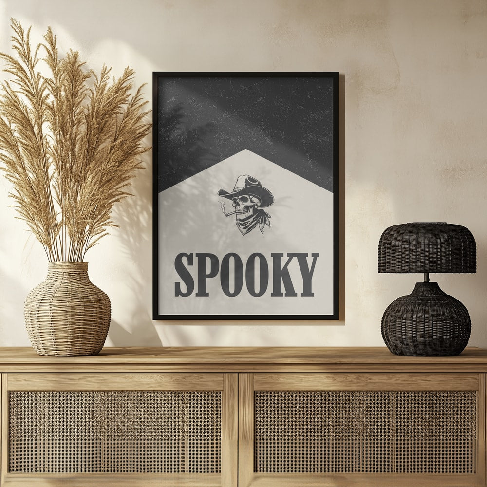 Spooky Cowboy Skull Halloween Wall Art Print – Gothic Skull Halloween Poster
