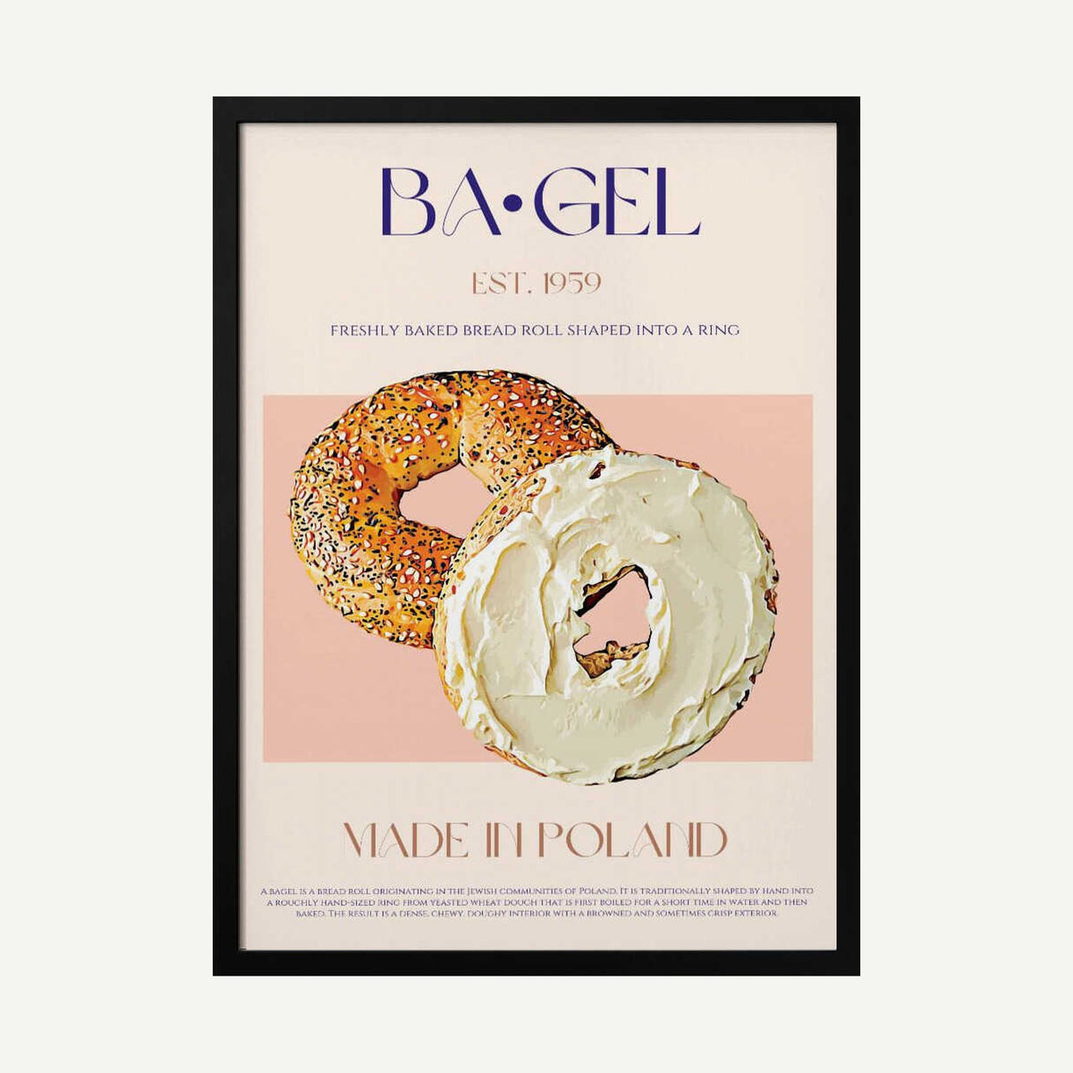 Bagels and Cream Cheese Art Print UK — Abstract Minimal Wall Art — Kitchen — Wall It All Prints
