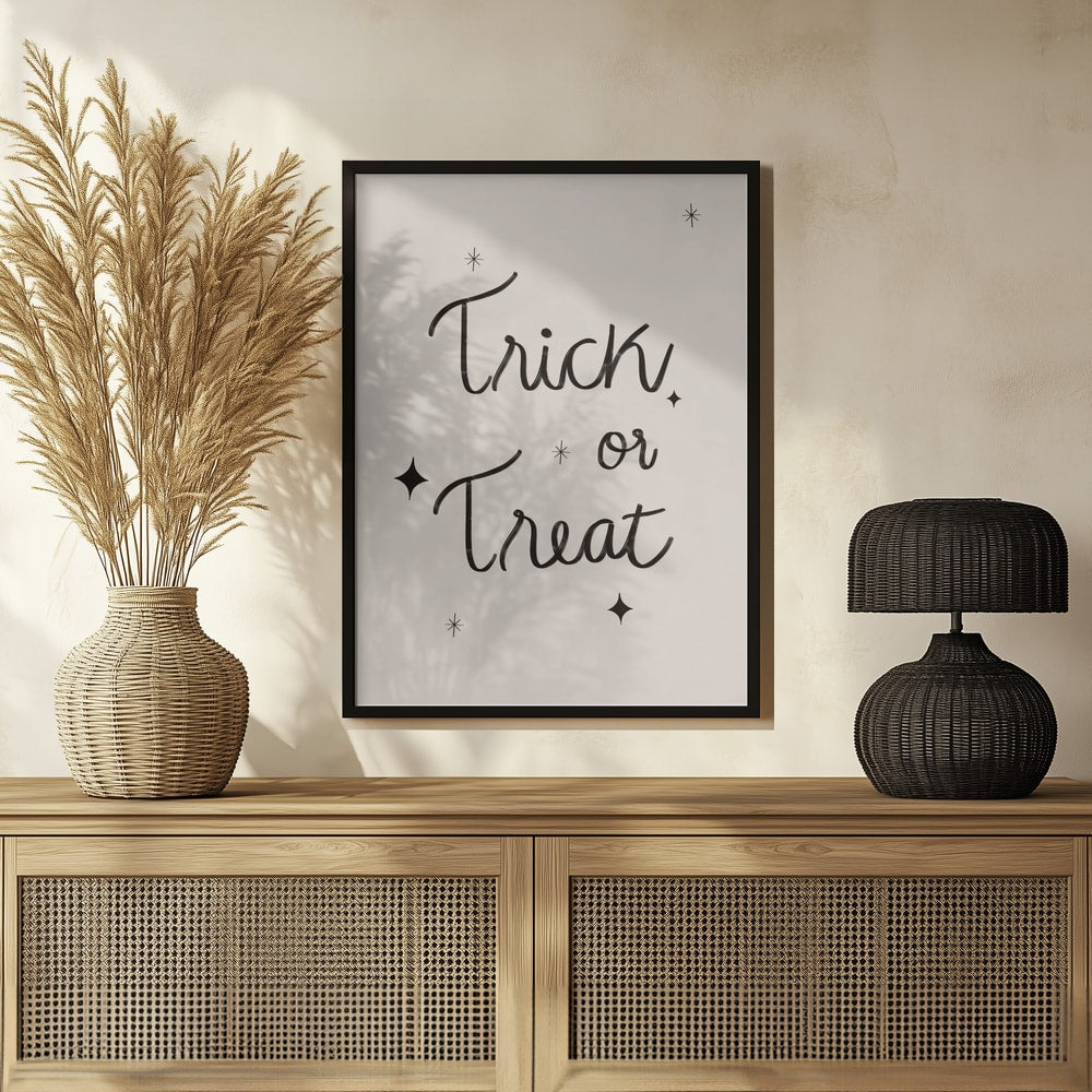 Halloween Trick Treat Script Halloween Wall Art Print – Spooky Halloween Poster
