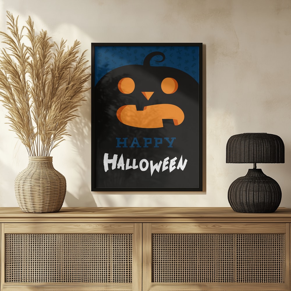 Happy Halloween Jack-O'-Lantern Halloween Wall Art Print – Cute Kawaii Halloween Poster