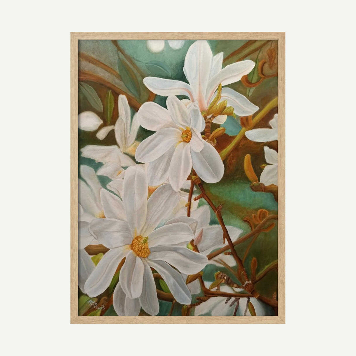 Blooming White Magnolia Art Print UK — Botanical Vibrant Wall Art — Living Room — Wall It All Prints