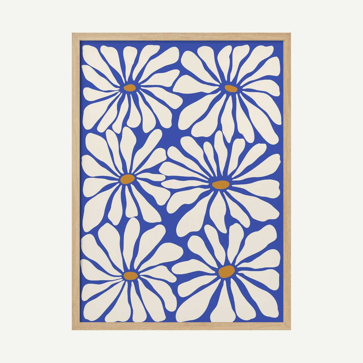 Bold Blue Daisies Art Print UK — Botanical Vibrant Wall Art — Living Room — Wall It All Prints