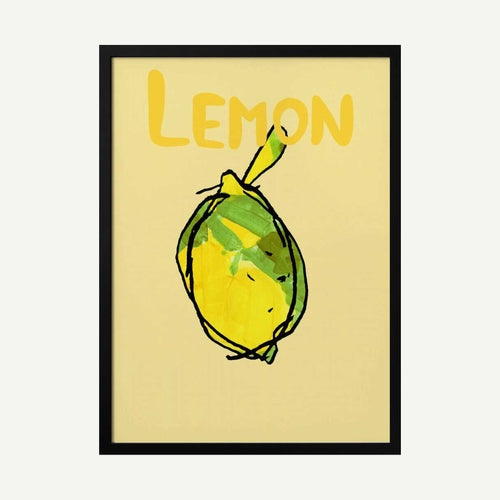 Bright Yellow Lemon Art Print UK — Abstract Vibrant Wall Art — Kitchen — Wall It All Prints