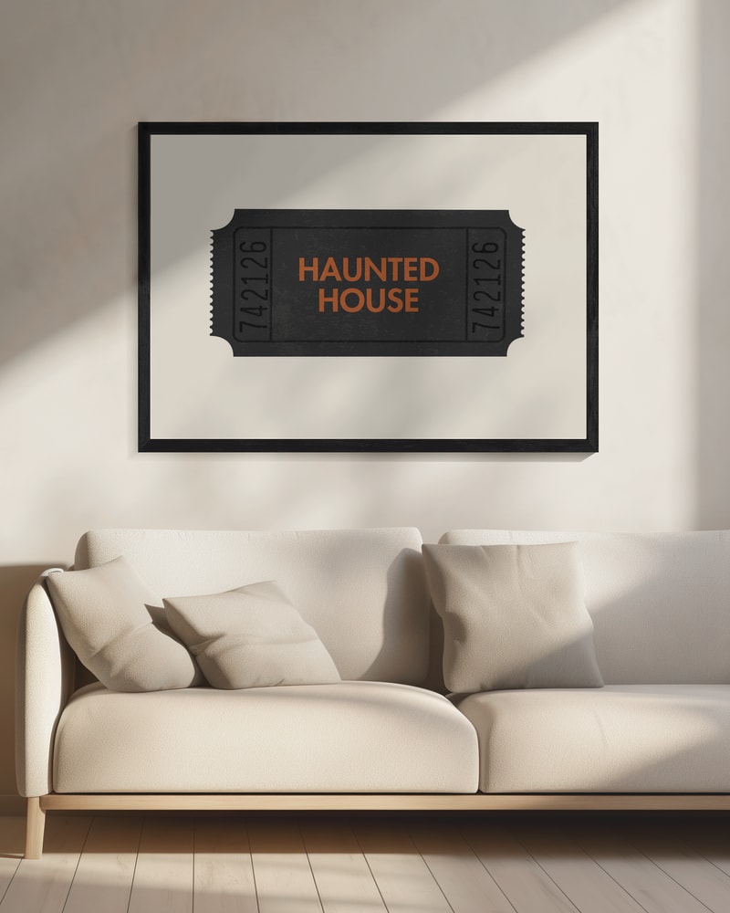 Haunted House Ticket Halloween Wall Art Print – Funny Halloween Poster