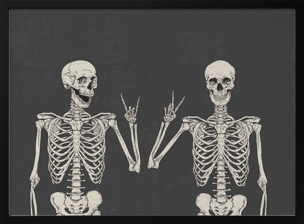 Skeletons Rock Peace Signs Halloween Wall Art Print – Funny Halloween Poster